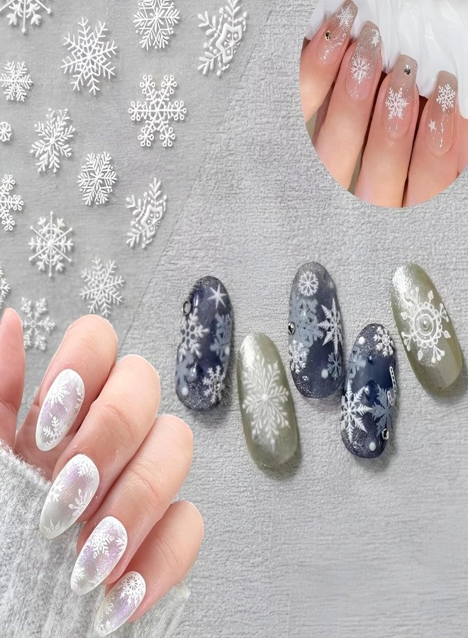 SPLOCUDU 30 Sheets Christmas Nail Art Stickers Decals 3D Self-Adhesive Snowflake Nail Stickers White Snowmen Santa Claus Elk Nail Supplies New Year DIY Nail Decals - Image 3